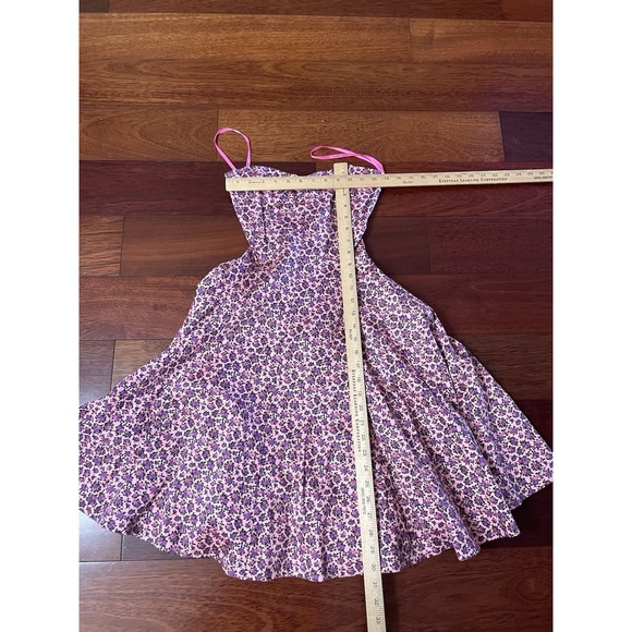 Betsey Johnson Dress Lace-up Corset Punk Glam Flirty 80s Ditsy Floral 2 B37 - Picture 10 of 12